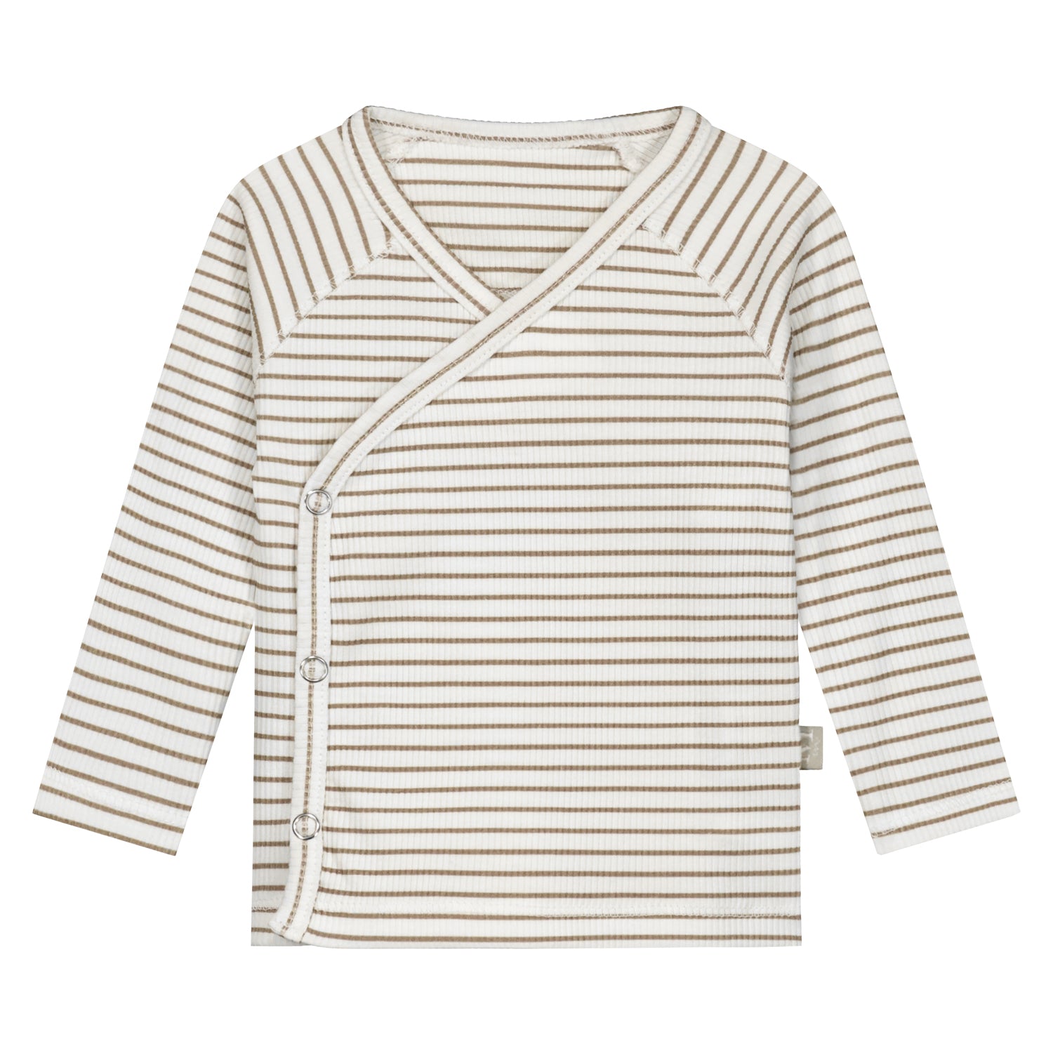 Overslagshirtje | Taupe Stripes Rib