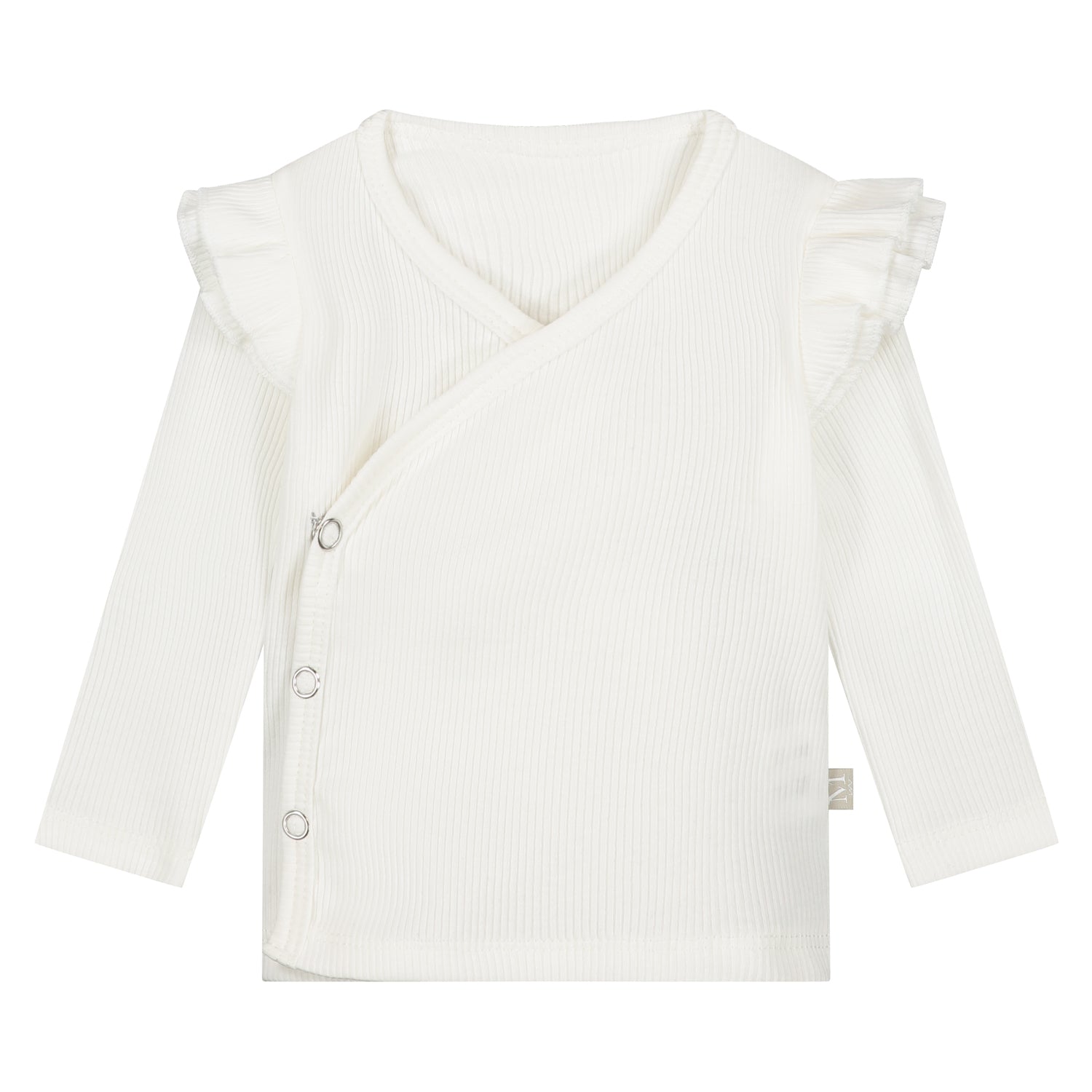 Ruffle Overslagshirtje | Ecru Rib