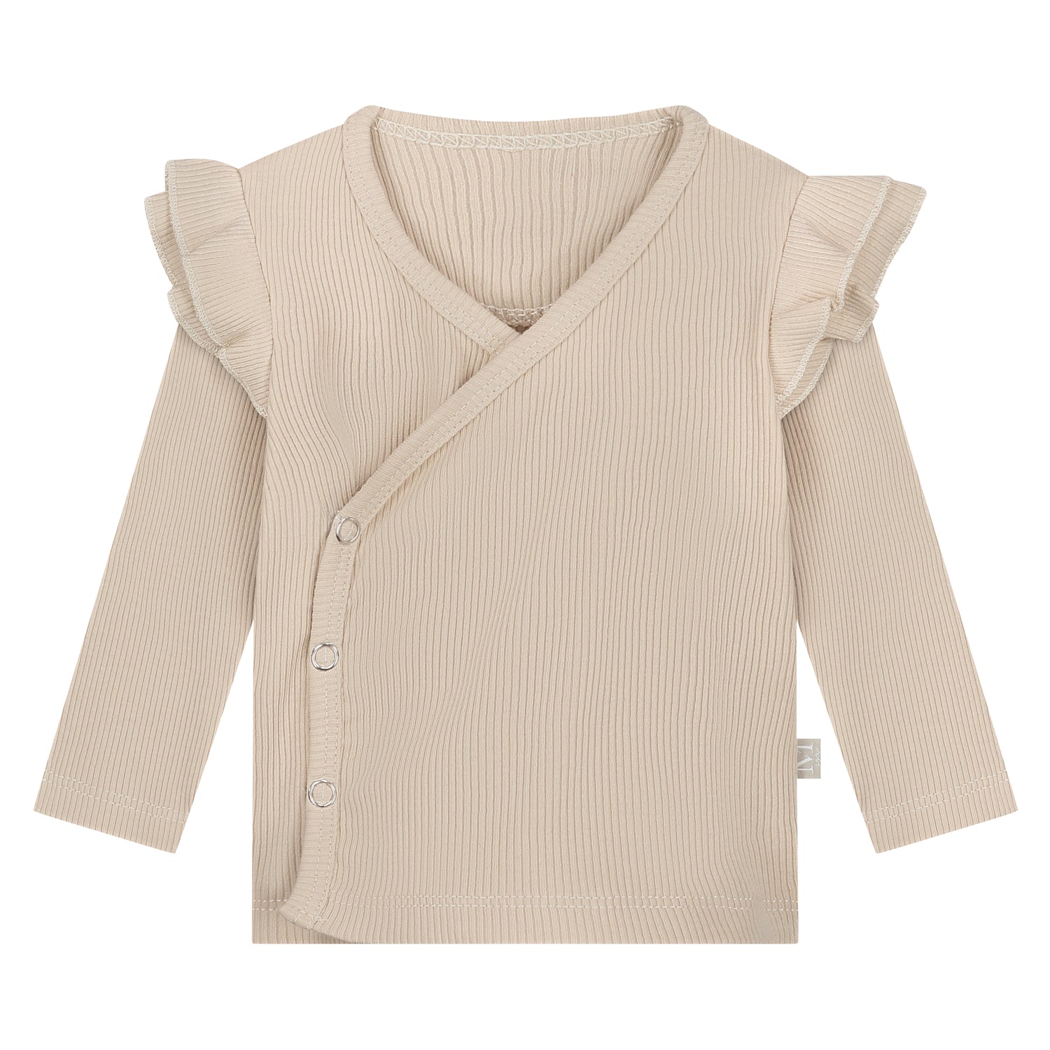 Ruffle Overslagshirtje | Beige Rib