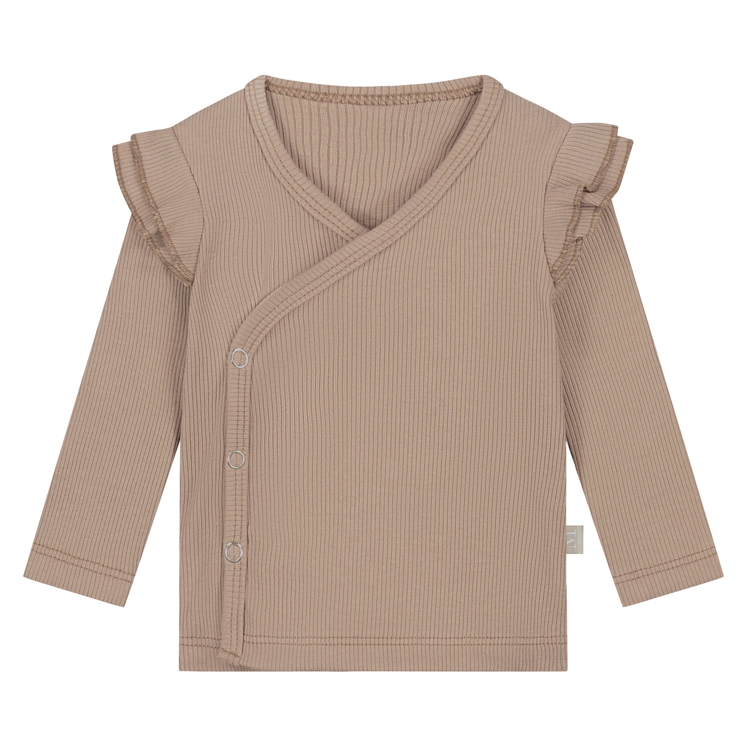 Ruffle Overslagshirtje | Taupe Rib