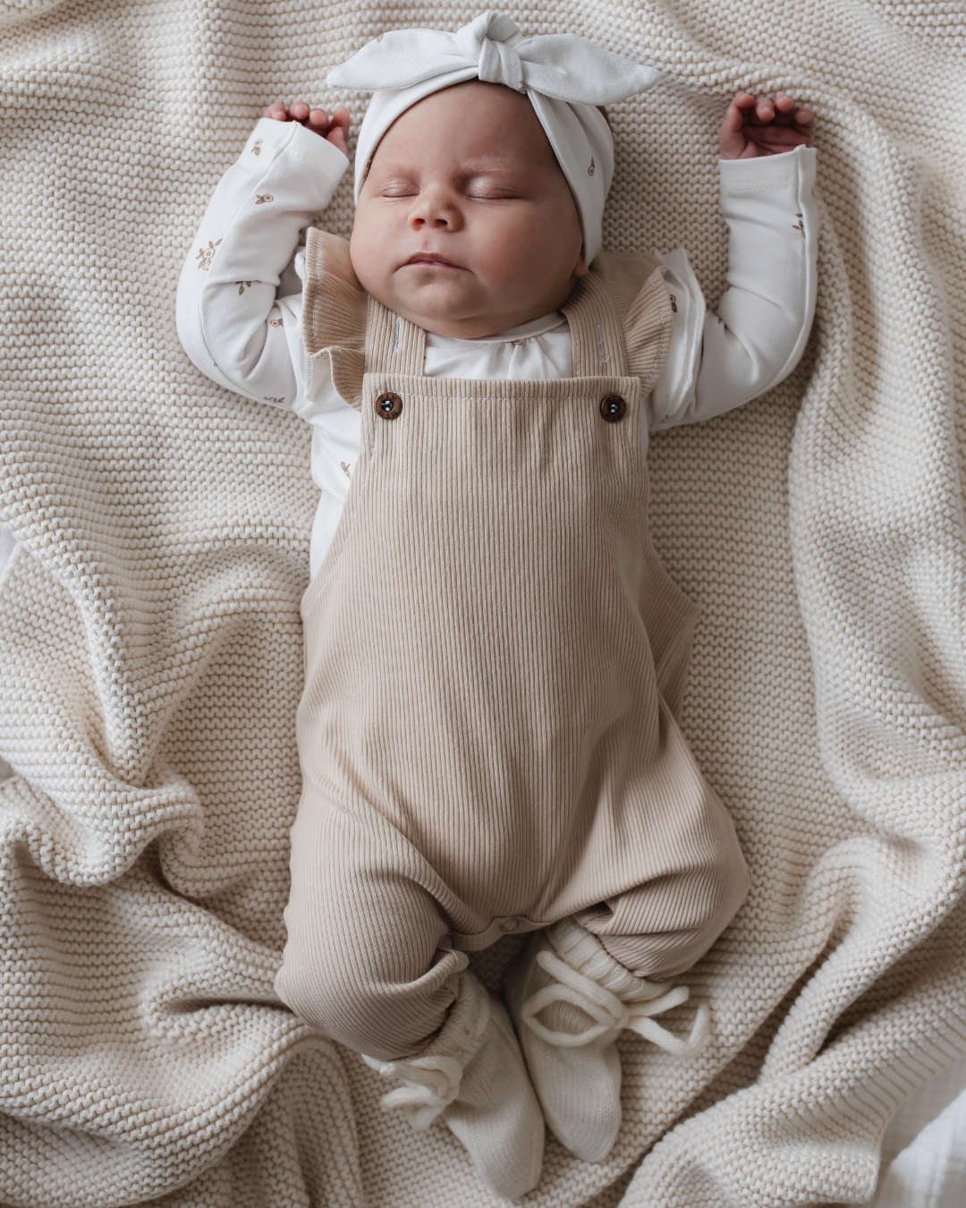 Ruffle Tuinbroekje | Beige Rib