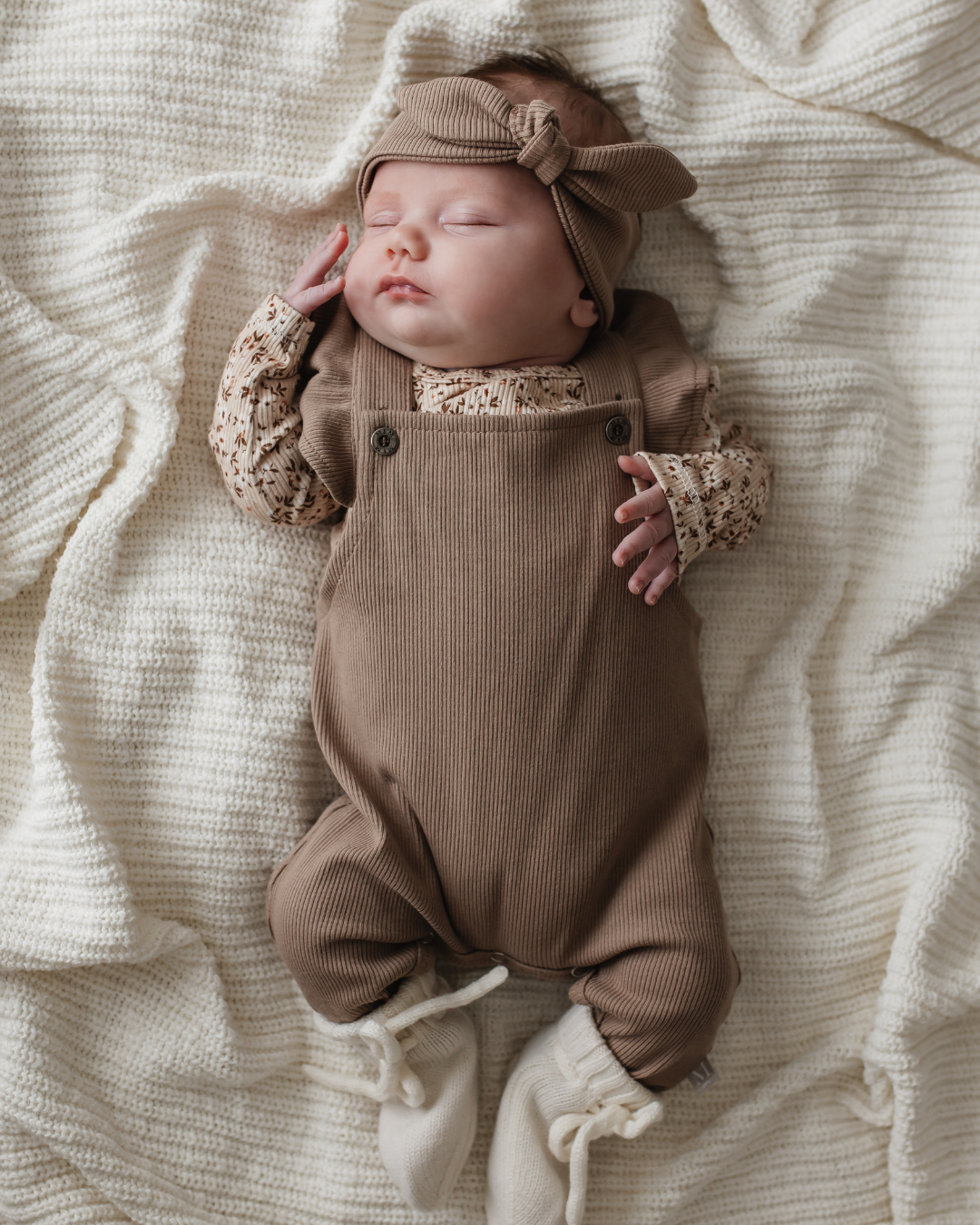 Ruffle Tuinbroekje | Taupe Rib