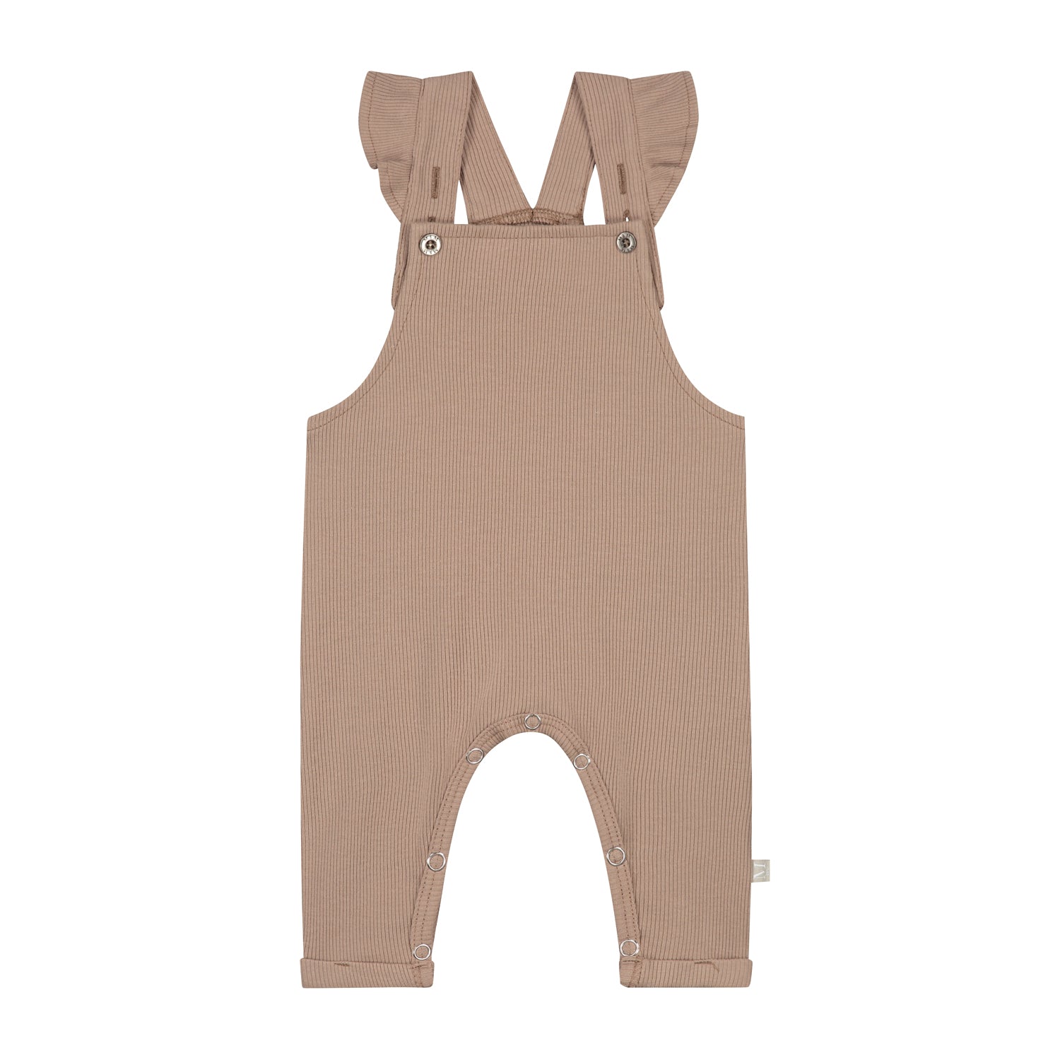 Ruffle Tuinbroekje | Taupe Rib