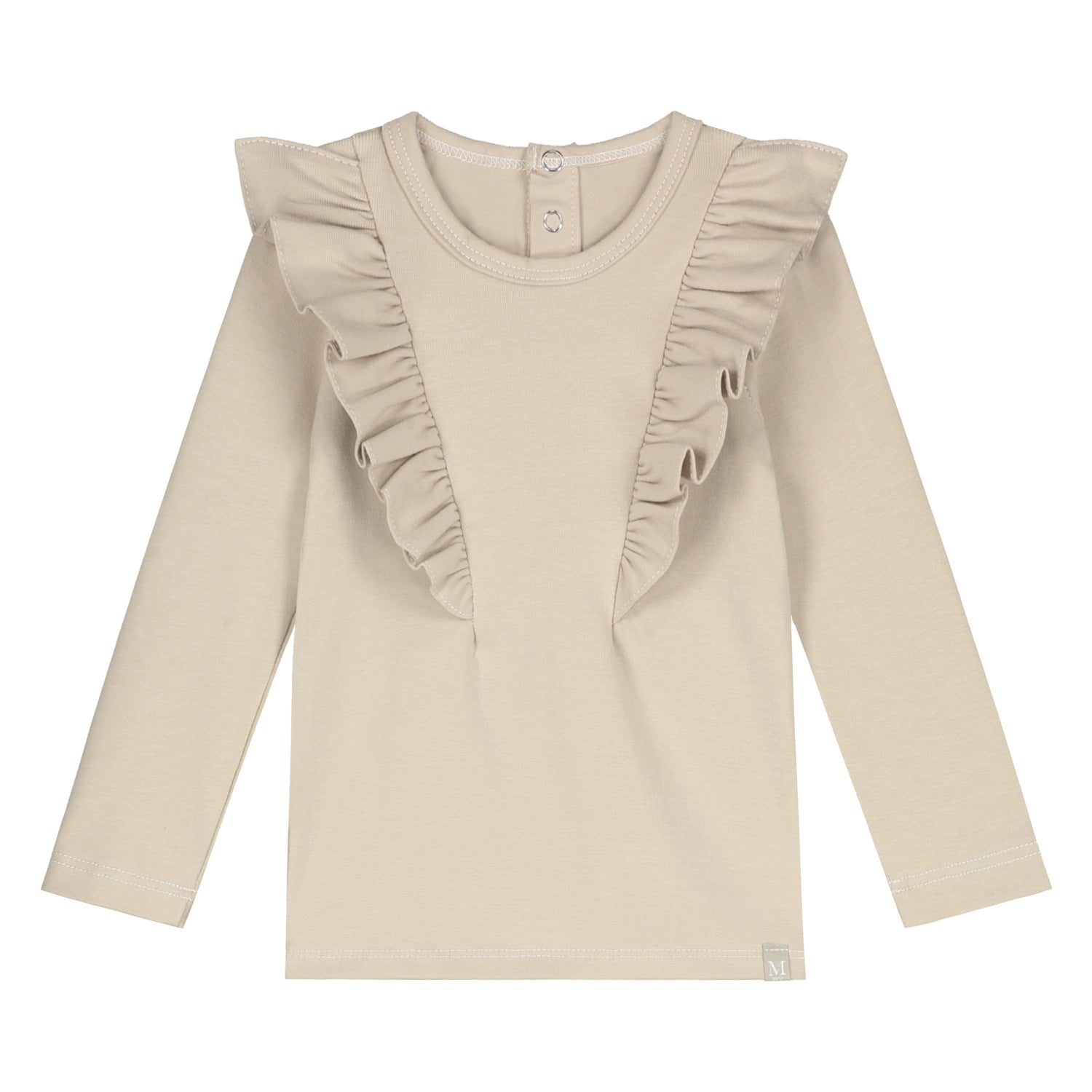 Ruffle longsleeve beige_Momsandminis
