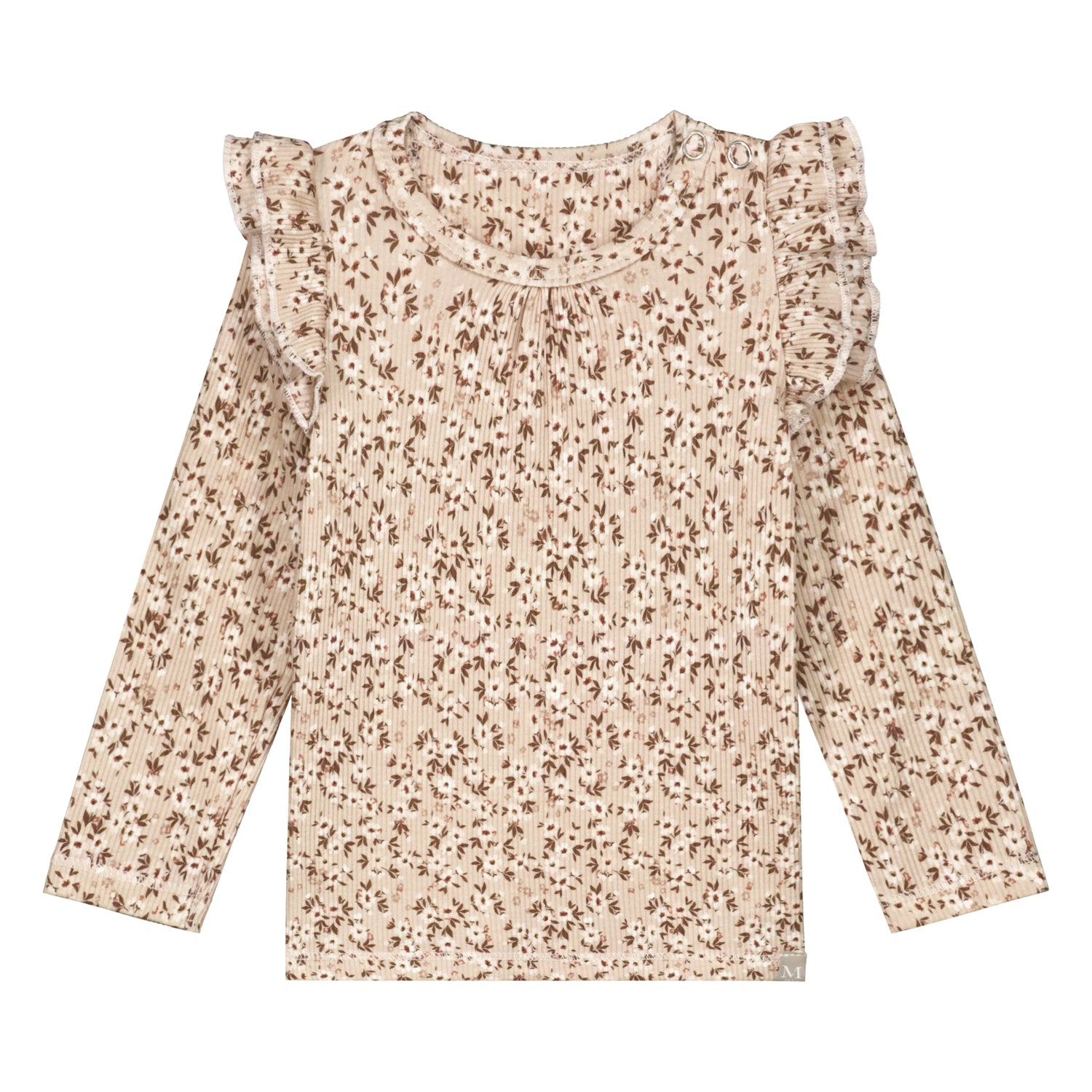 Ruffle shirt flower bomb beige rib_Momsandminis