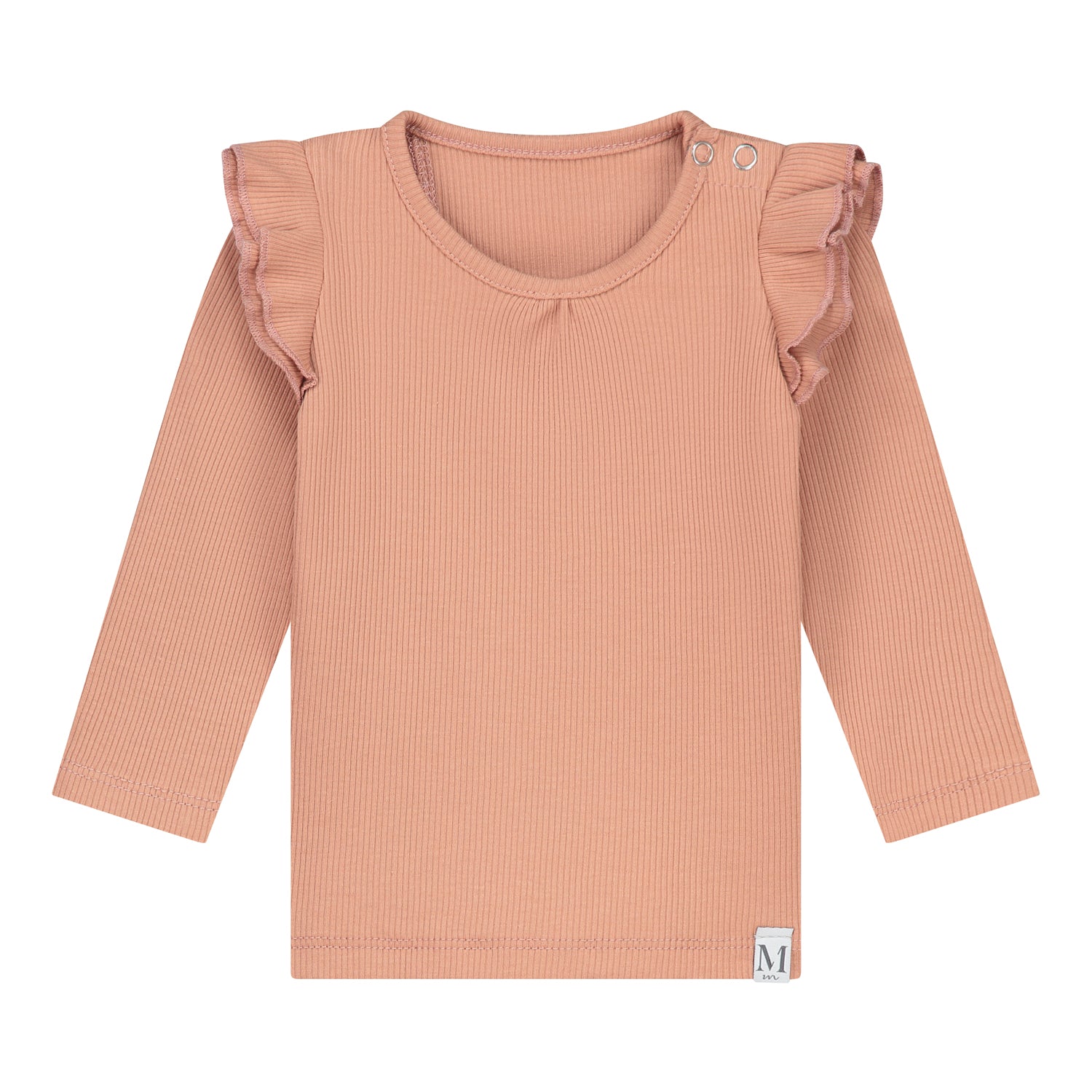 Ruffle Shirt Rib Perzik_Momsandminis