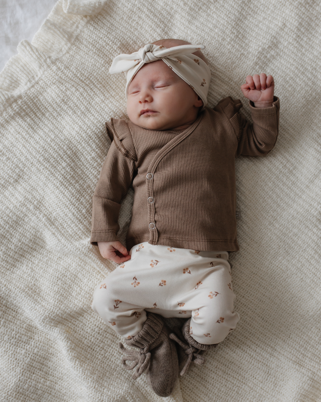 Ruffle Overslagshirtje | Taupe Rib