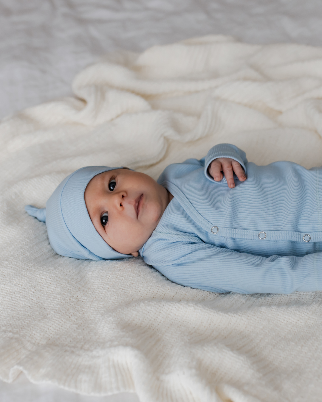 Newborn Mutsje | Baby Blauw Rib
