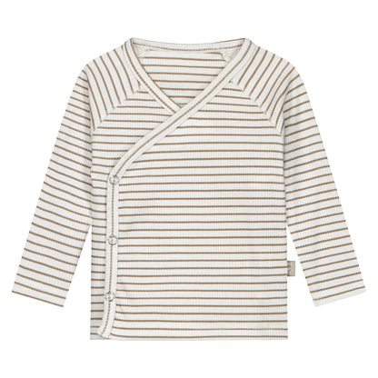Overslagshirtje | Taupe Stripes Rib