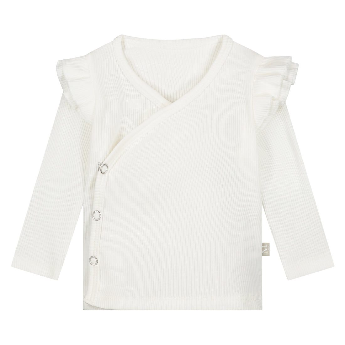 Ruffle Overslagshirtje | Ecru Rib