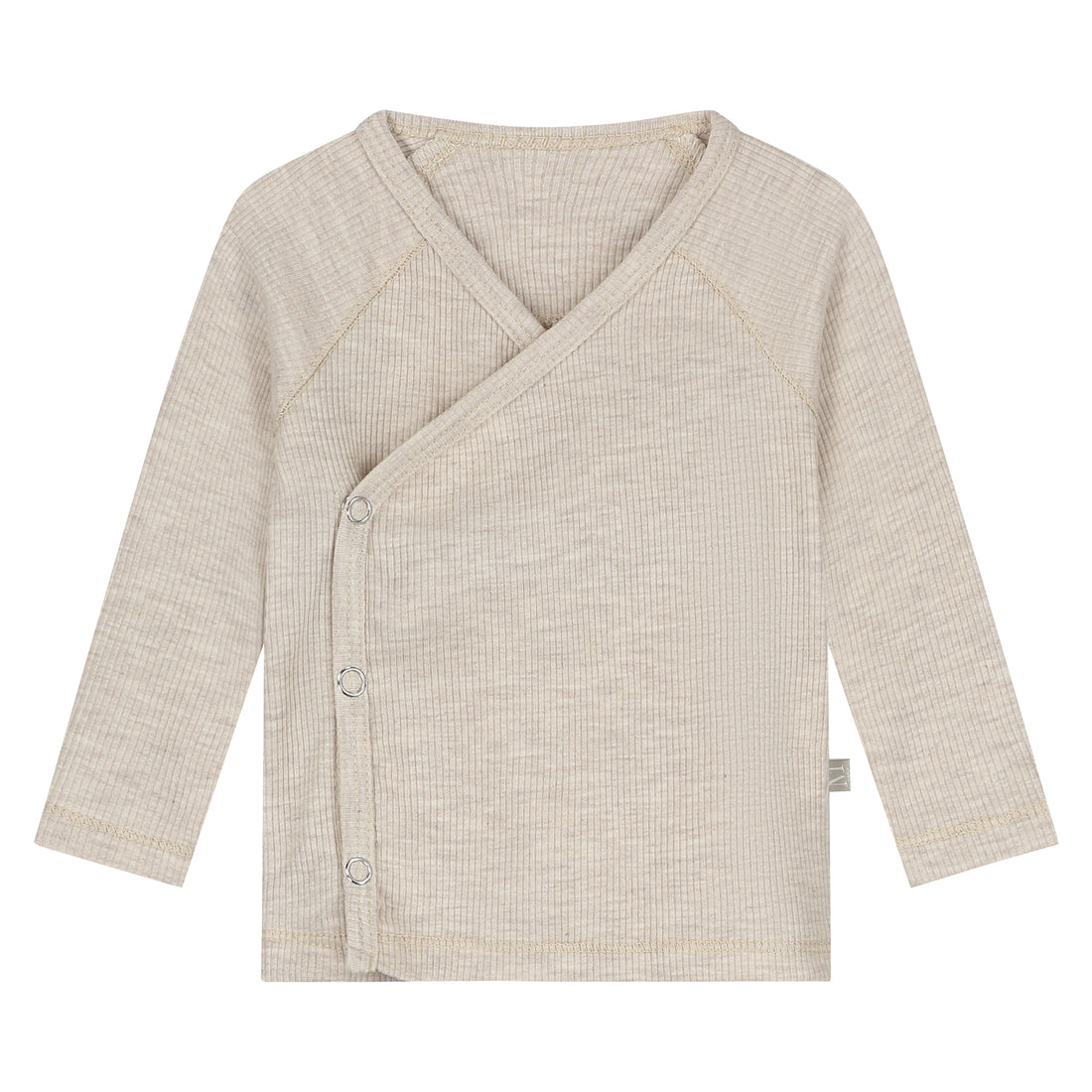 Overslagshirtje | Beige Melange Rib