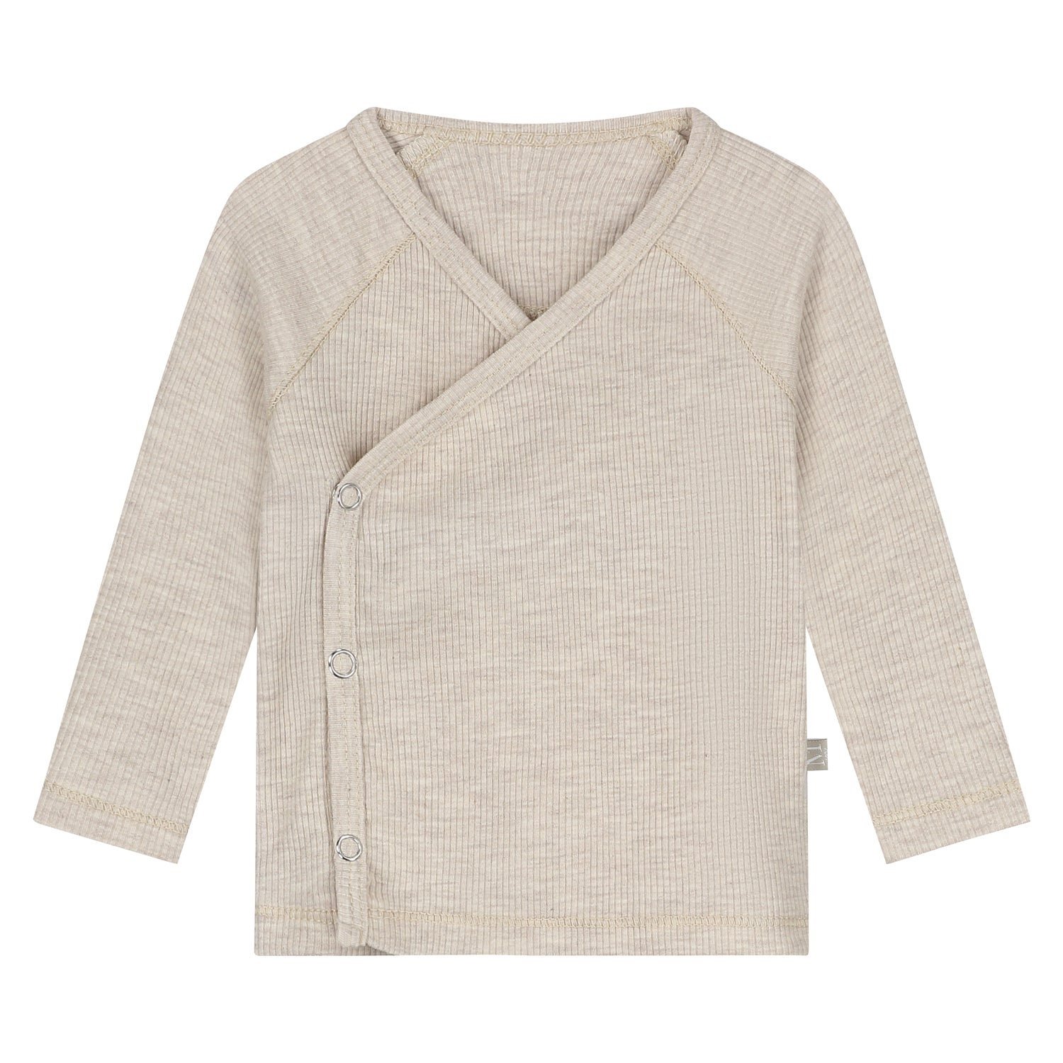Overslagshirtje | Beige Melange Rib