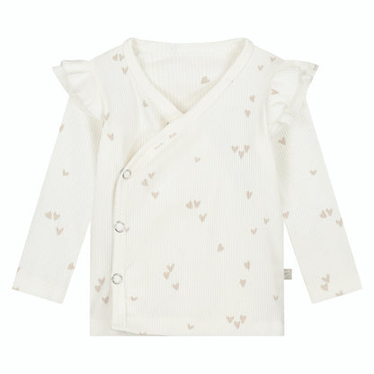 Ruffle Overslagshirtje | Little Hearts Rib