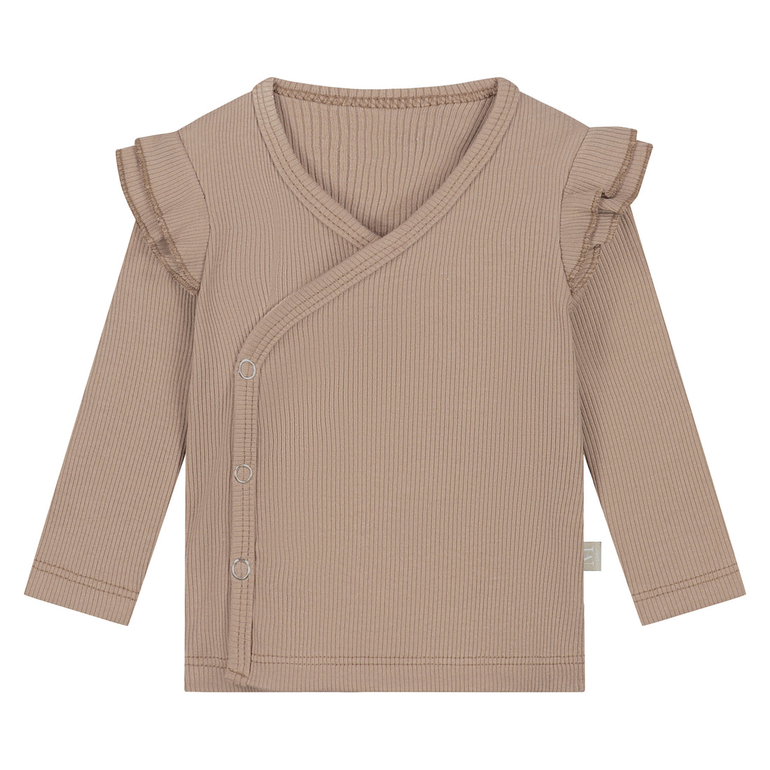 Ruffle Overslagshirtje | Taupe Rib