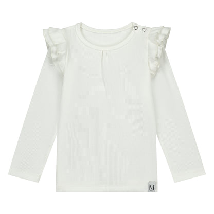 Ruffle Longsleeve | Ecru Rib