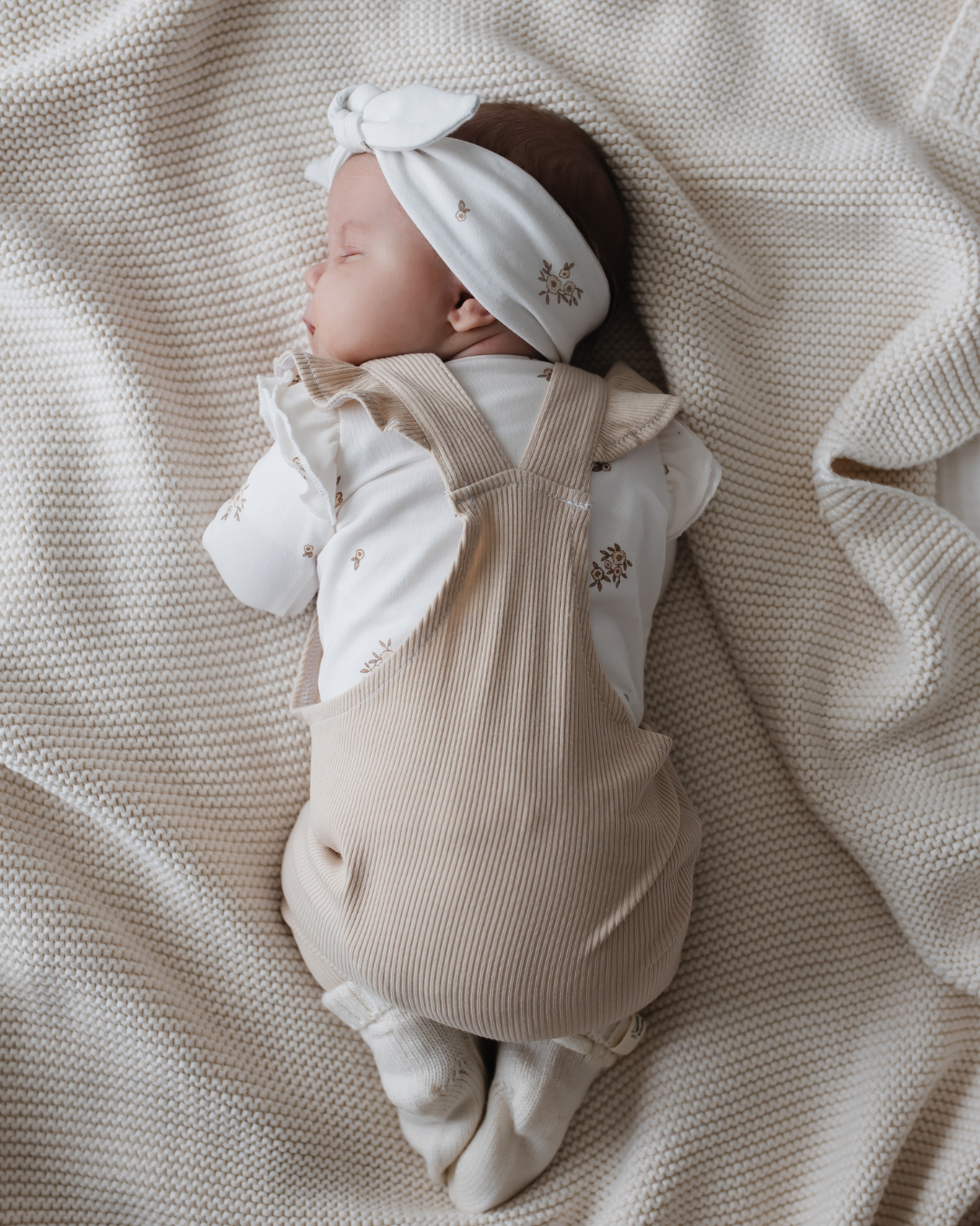 Ruffle Tuinbroekje | Beige Rib