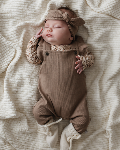 Ruffle Tuinbroekje | Taupe Rib