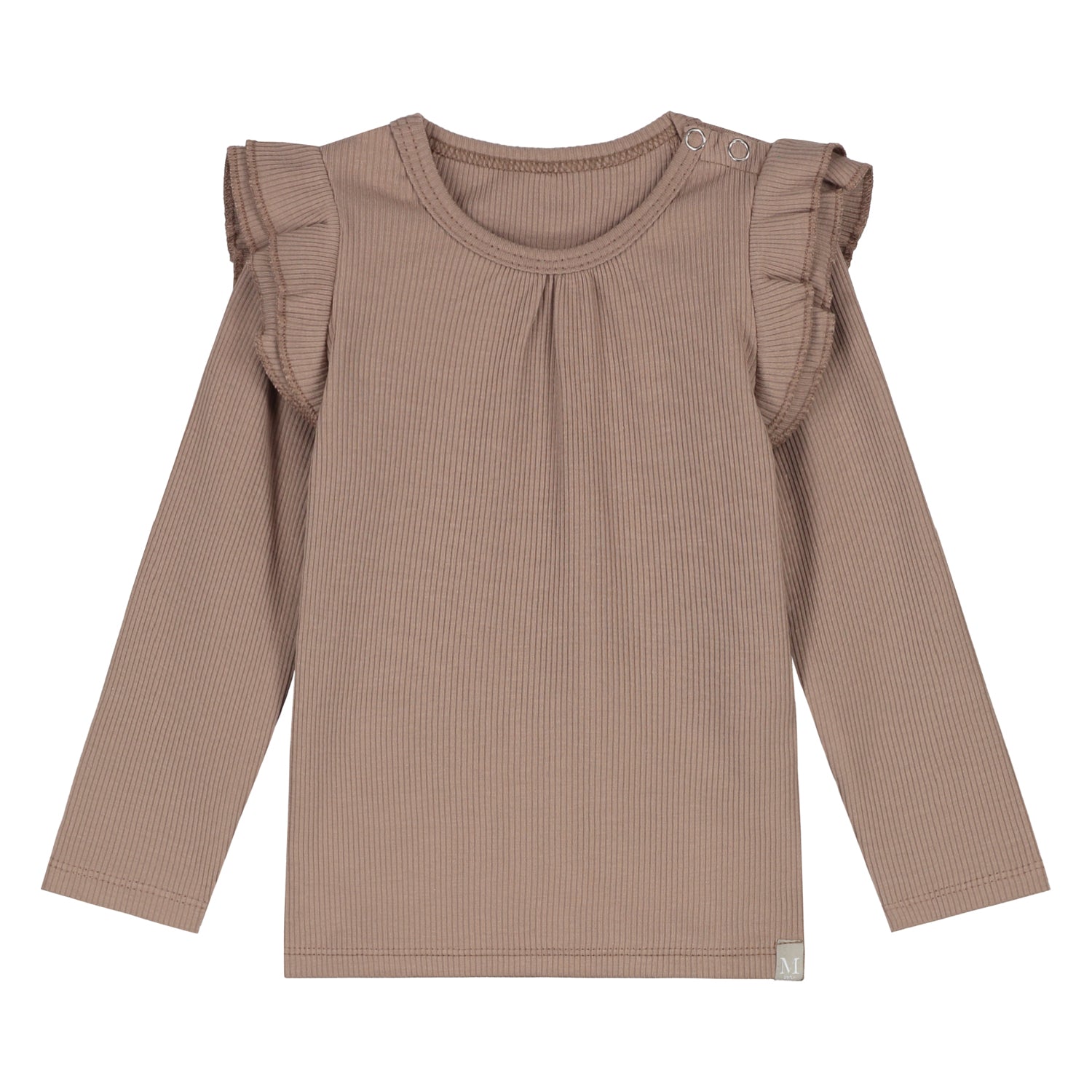 Ruffle Longsleeve | Taupe Rib