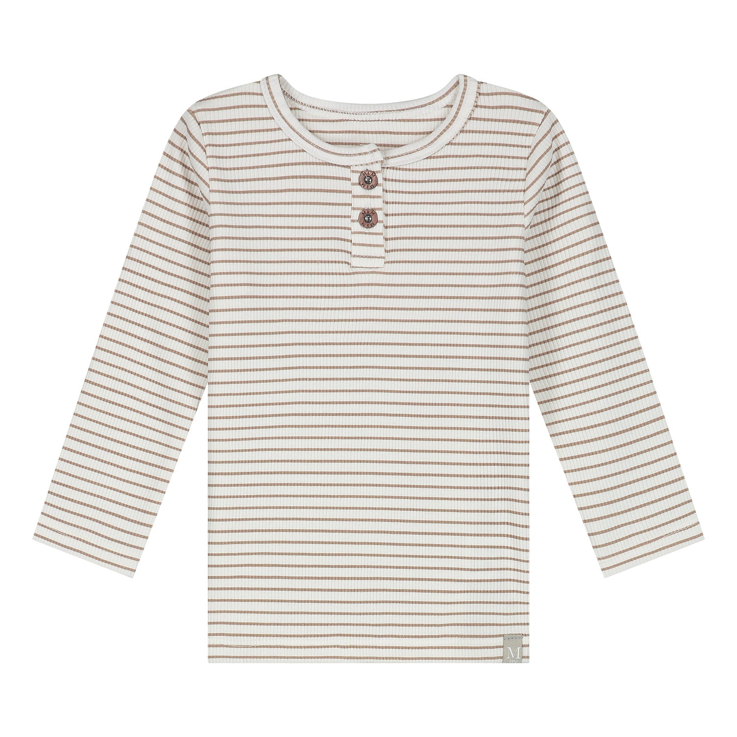 Longsleeve taupe stripes rib_Momsandminis