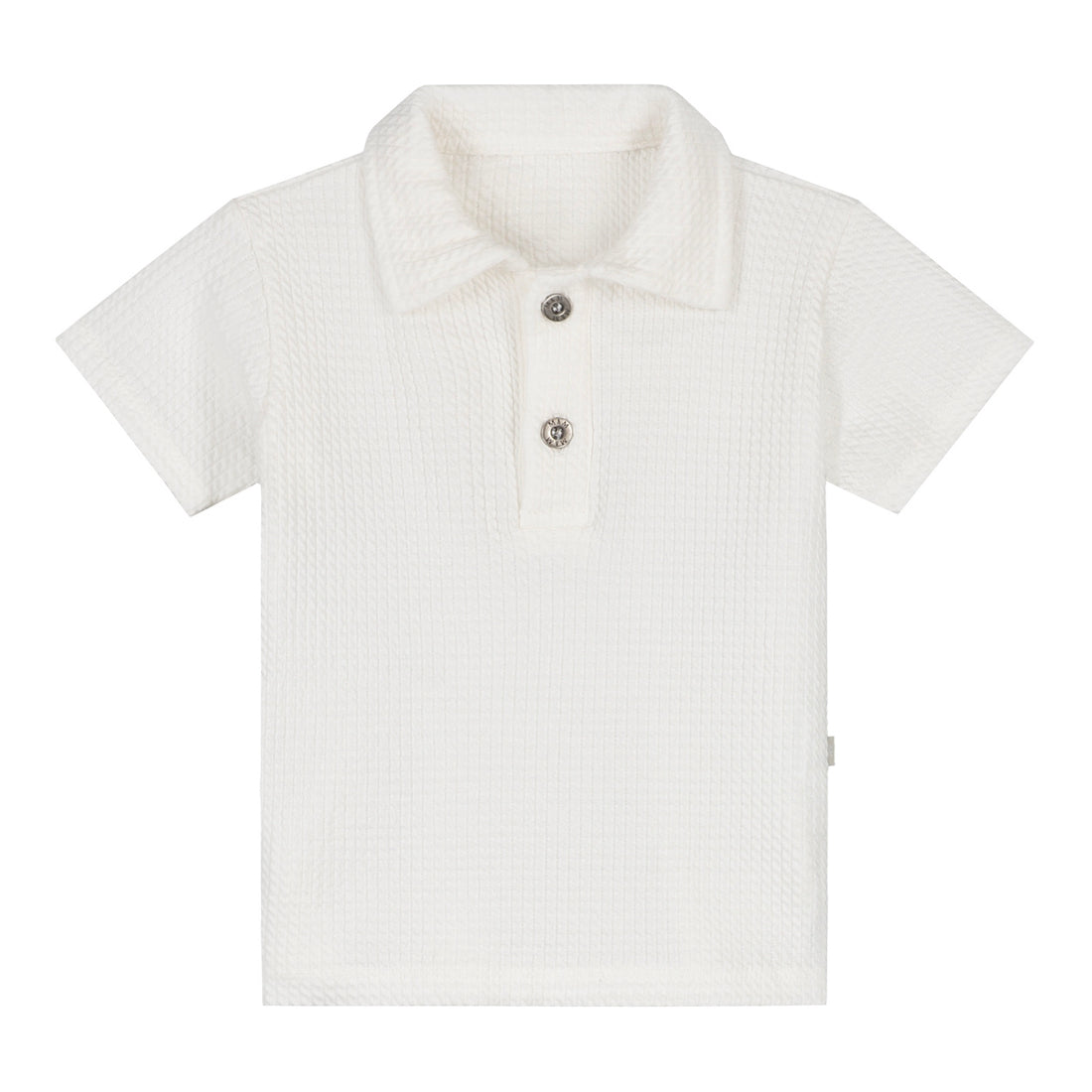 Polo shortsleeve cable ecru_Momsandminis