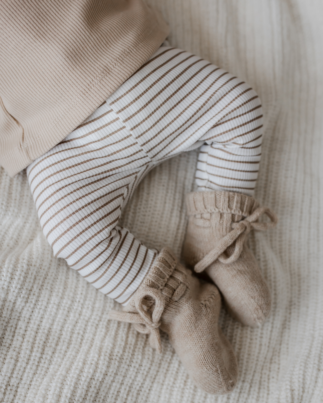 Rib Broekje | Taupe Stripes