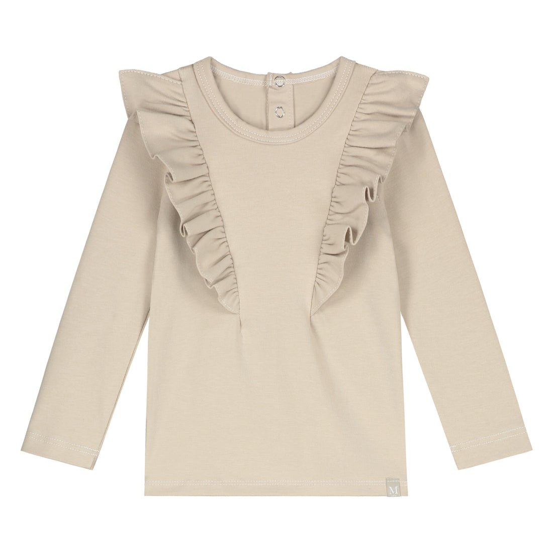 Ruffle longsleeve beige_Momsandminis