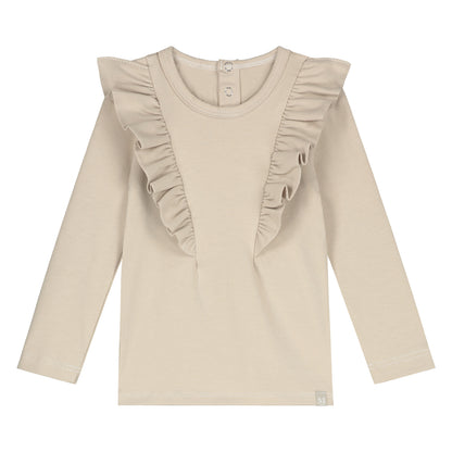 Ruffle longsleeve beige_Momsandminis