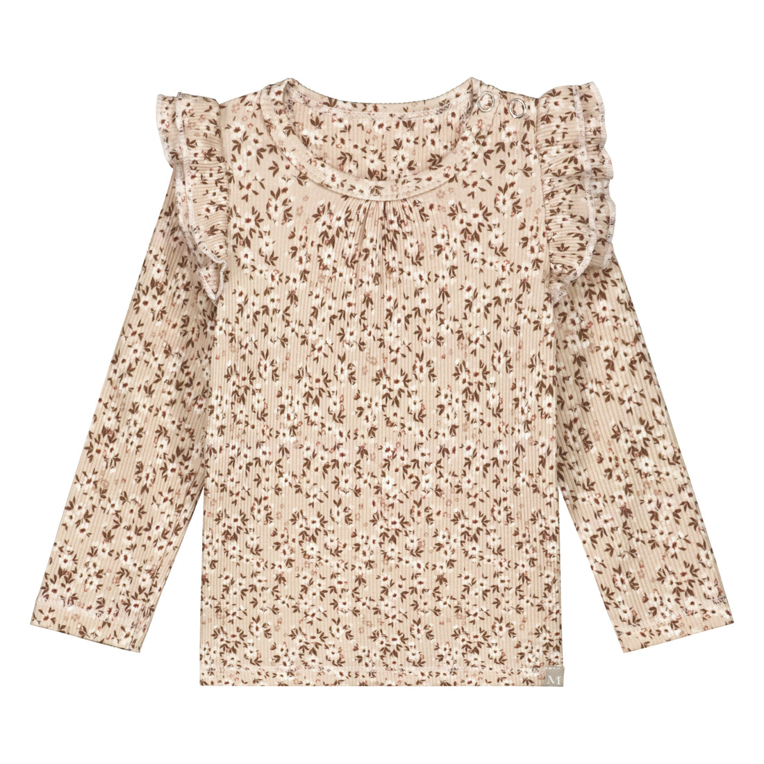 Ruffle shirt flower bomb beige rib_Momsandminis