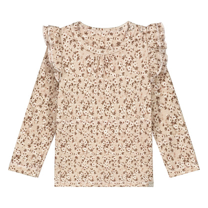 Ruffle shirt flower bomb beige rib_Momsandminis