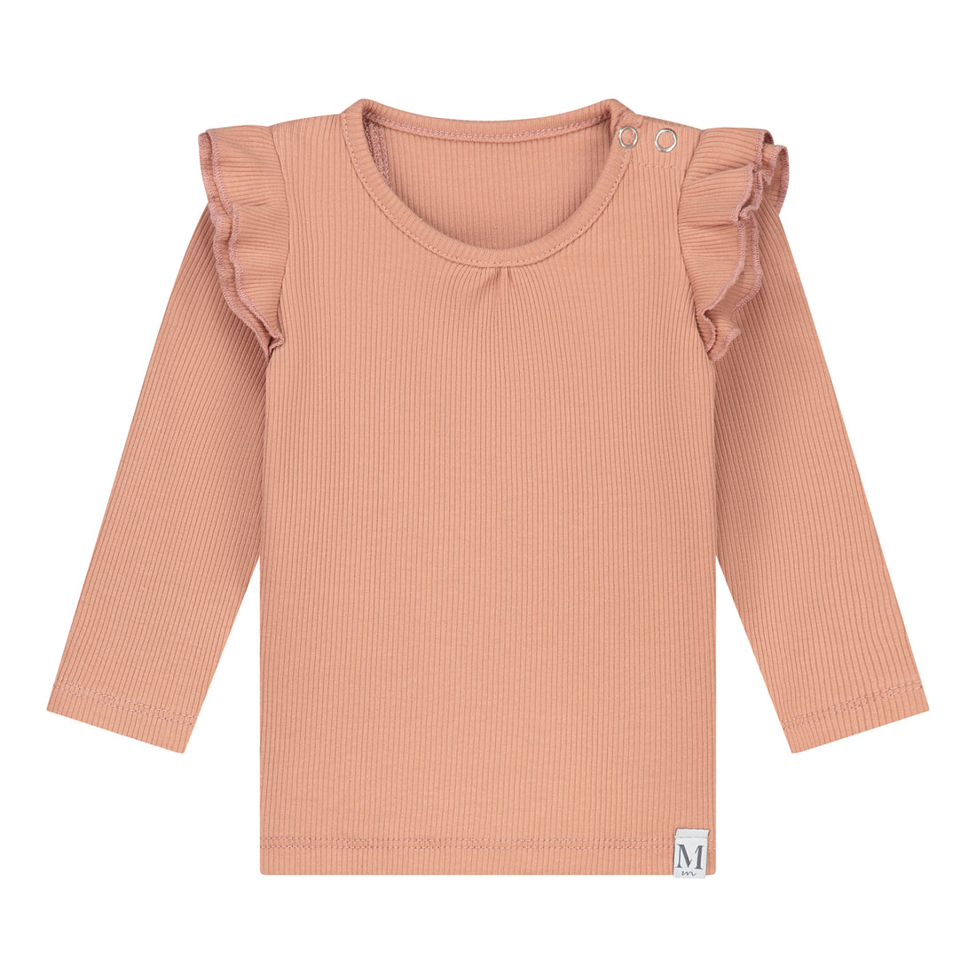 Ruffle Shirt Rib Perzik_Momsandminis