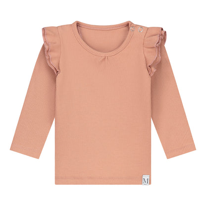 Ruffle Shirt Rib Perzik_Momsandminis